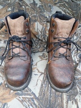 Men's Brown Leather Work Boots with Padded Collar